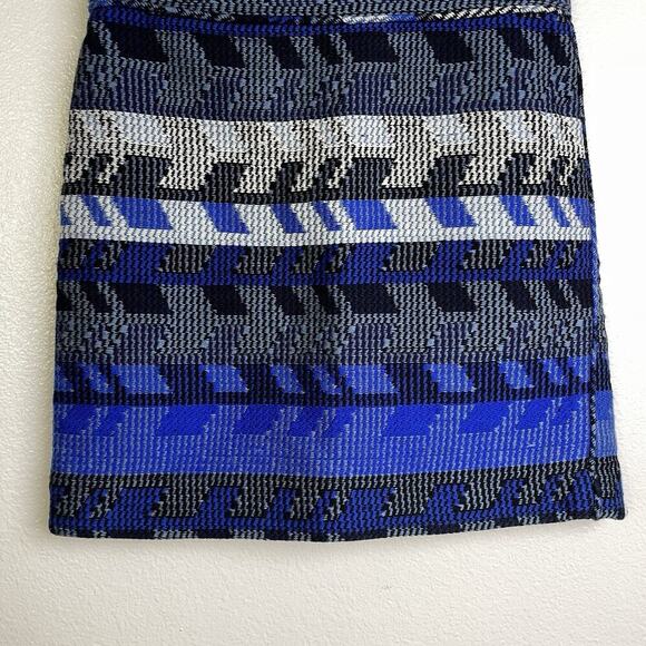 Maje Jakarto Jaquard Mini Skirt 38 Womens Blue Geometric Heavy Knit Zip Boho - Picture 4 of 9